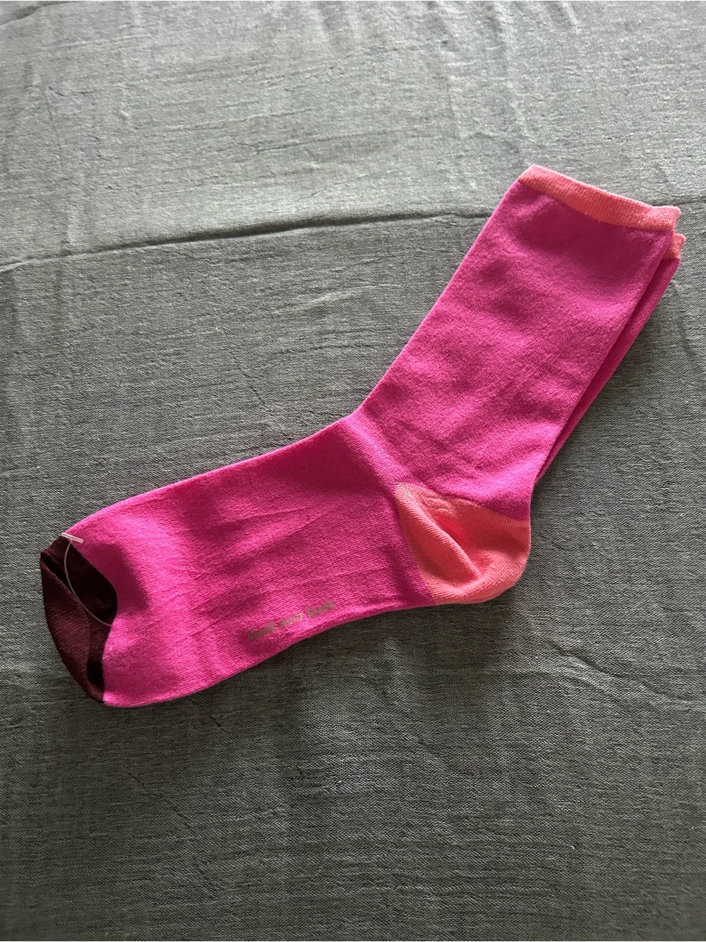 kate spade Bright Pink Crew Socks with Coral Heel and Dark Toe